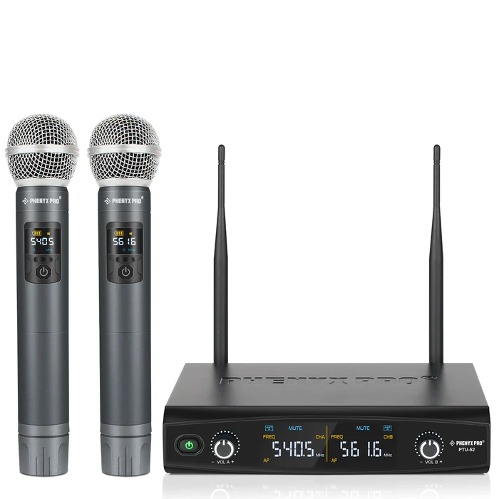 PTU-52-2H | Dual Wireless Microphone System w/ Frequency Hopping