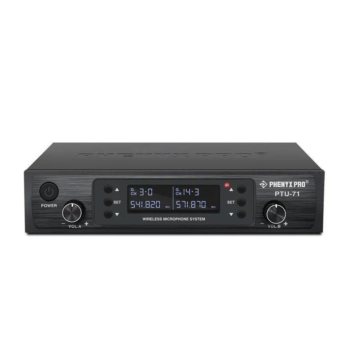 PTU-71-2B | Dual UHF Wireless Microphone System w/ Auto-Scan - Image 2